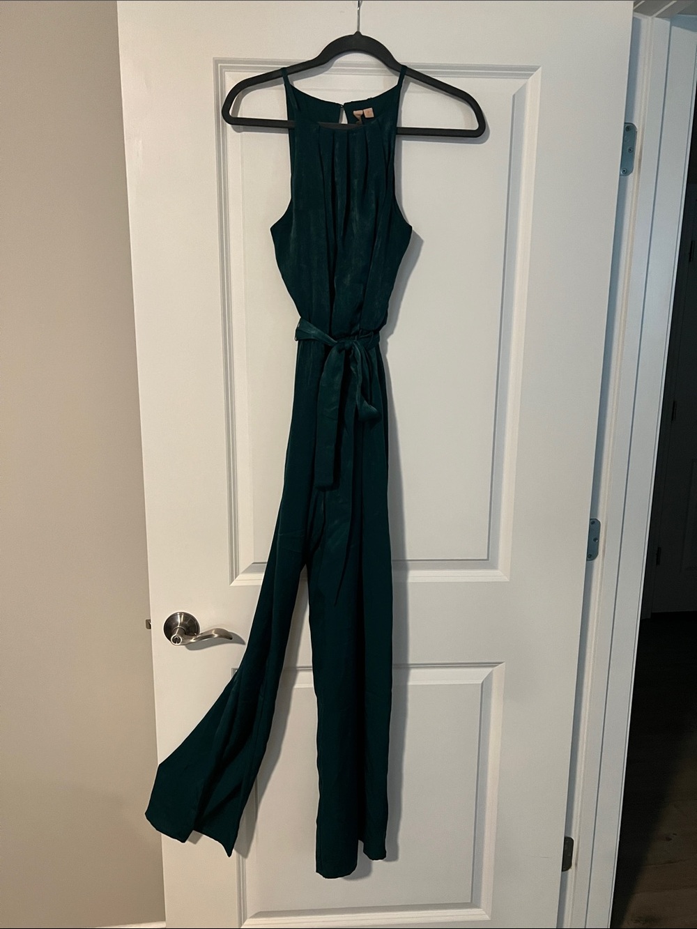 Emerald Green Sleeveless Jumpsuit with Waist Tie size S